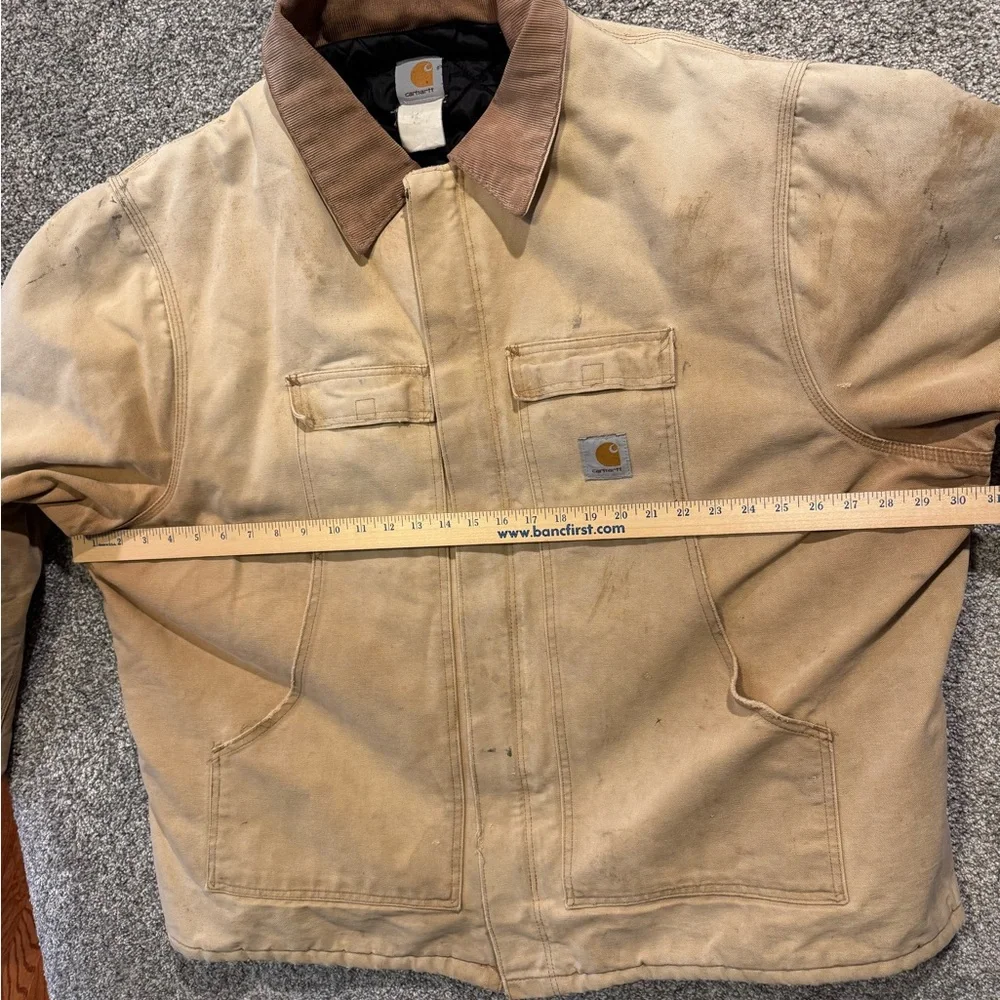 Carhartt Jacket Mens 4XL* Tan Quilt Lined Workwear Duck Canvas Distressed Faded*